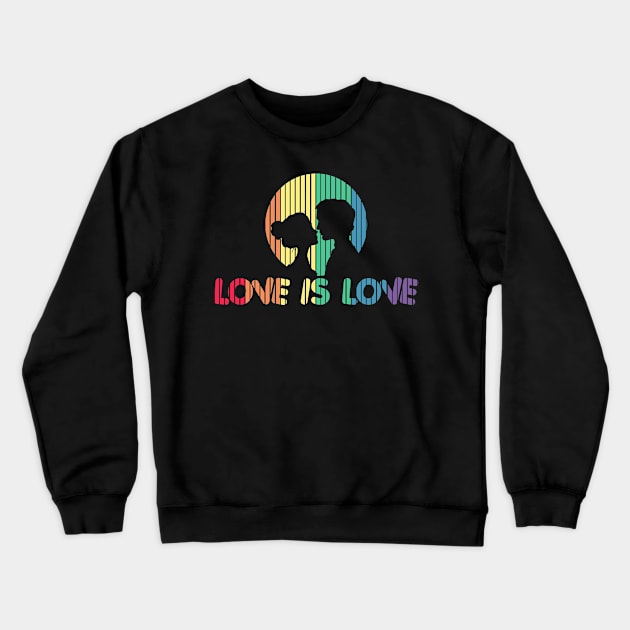 Adorable Love is Love Colorful Rainbow Silhouette Crewneck Sweatshirt by theperfectpresents